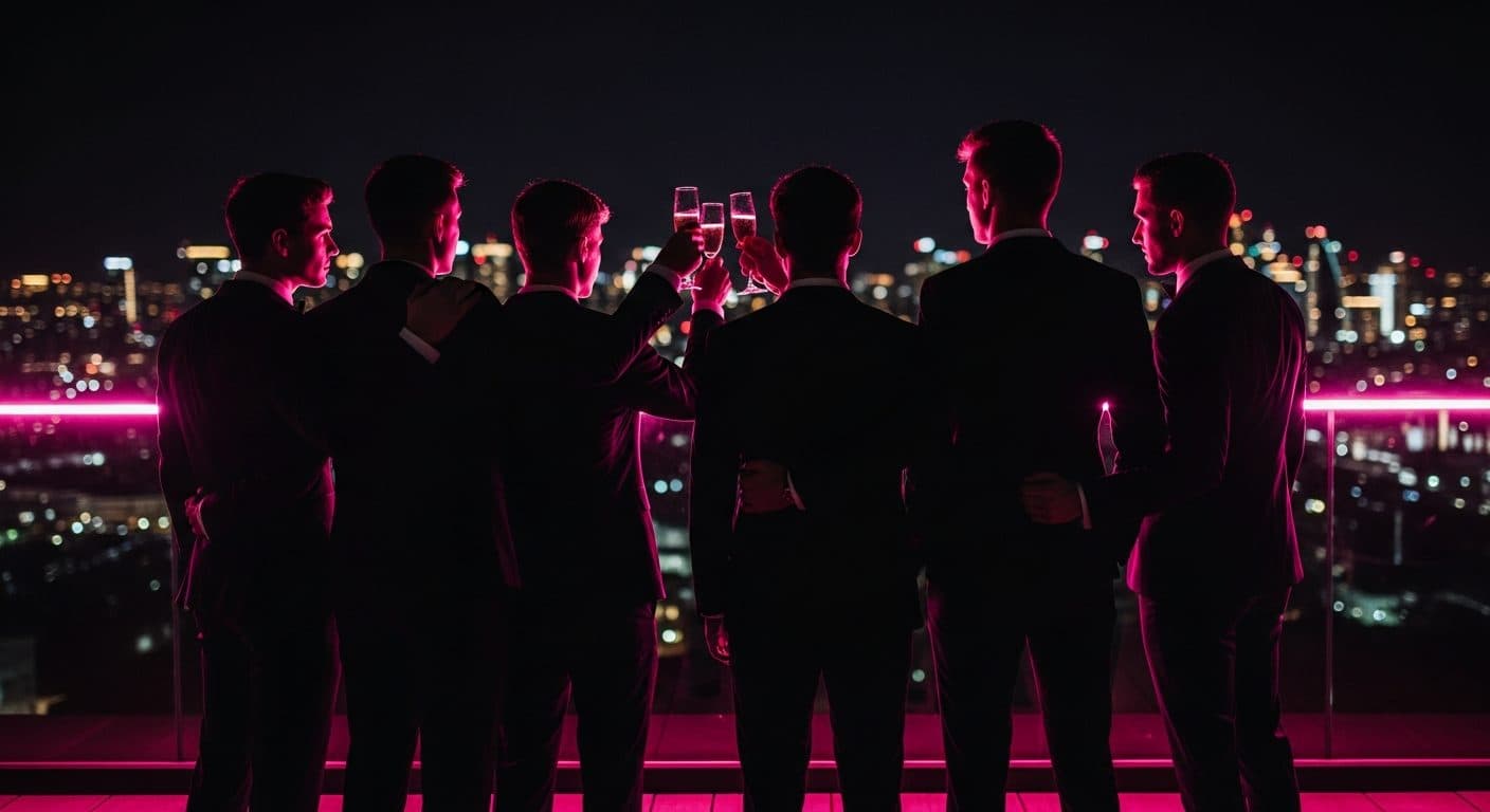 The brotherhood, on a rooftop at night