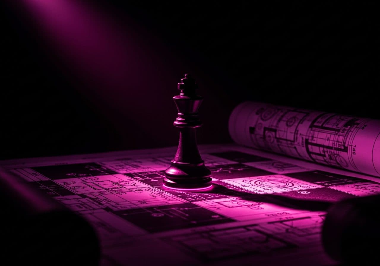 An onyx chess king on architectural blueprints - the value of a construction business