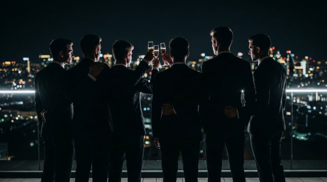 The brotherhood, on a rooftop at night